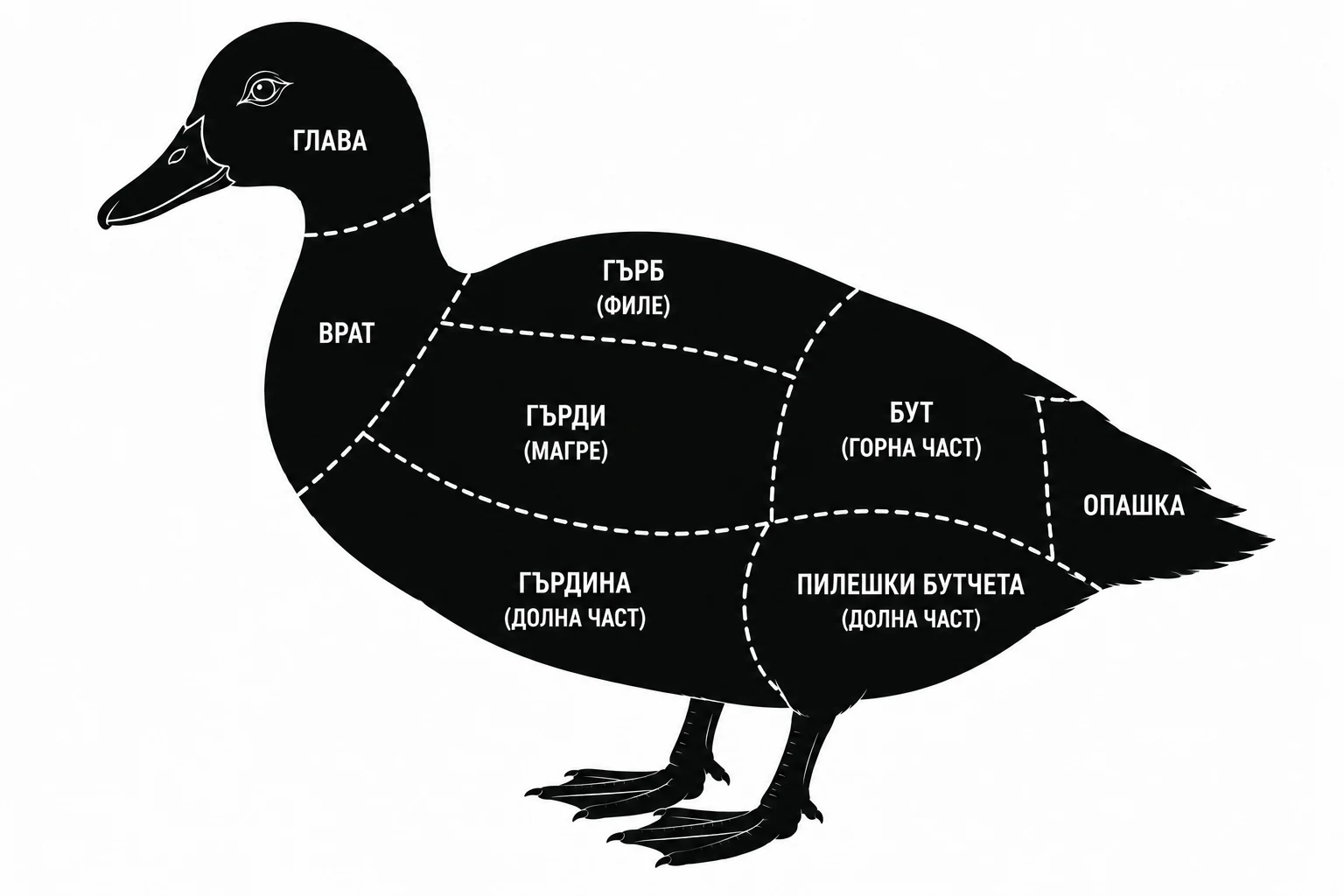 Патешки разфасовки за Weber – схема на основните разфасовки