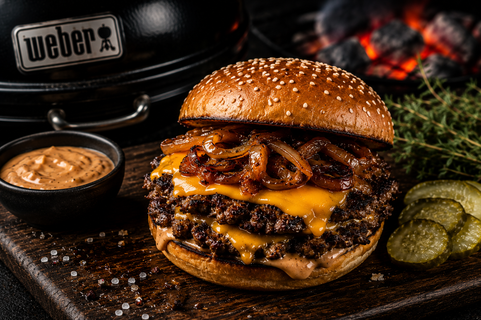 Smash Burger с чедър и лук